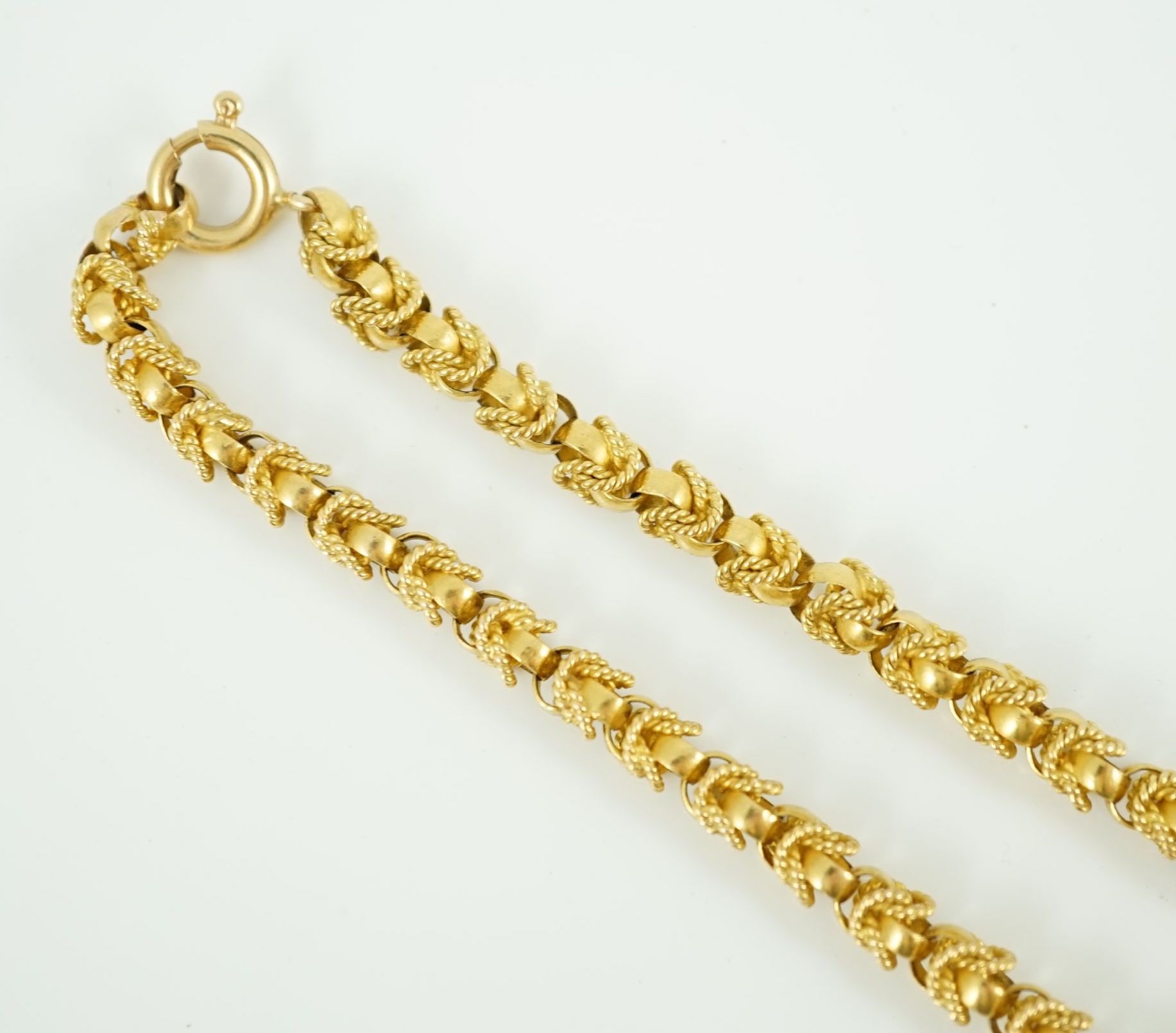 A 20th century 750 yellow gold fancy link necklace